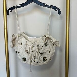 ZARA Trafaluc Collection Flower Embroidery Top